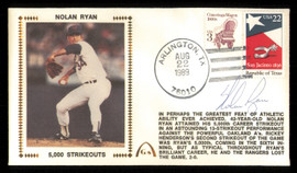Nolan Ryan Autographed 1989 First Day Cover Texas Rangers Beckett BAS #BK08926