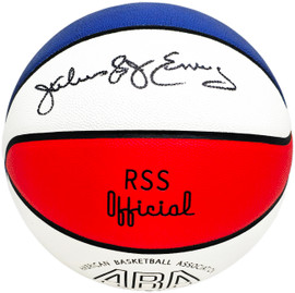 Julius "Dr. J" Erving Autographed Red, White & Blue ABA Logo Basketball New Jersey Nets Beckett BAS Witness Stock #222789