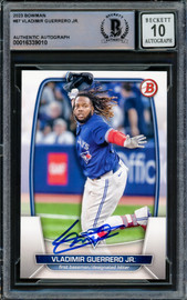 Vladimir Guerrero Jr. Autographed 2023 Bowman Card #87 Toronto Blue Jays Auto Grade Gem Mint 10 Beckett BAS Stock #222879