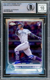 Julio Rodriguez Autographed 2022 Topps Chrome Update Rookie Card #USC165 Seattle Mariners Auto Grade Gem Mint 10 Beckett BAS Stock #222883