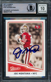 Joe Montana Autographed 2017 Donruss Classics Blank Back Card #123 San Francisco 49ers Auto Grade Gem Mint 10 Beckett BAS #16171179