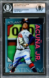 Ronald Acuna Jr. Autographed 2020 Bowman Platinum Card #62 Atlanta Braves Beckett BAS #16178277