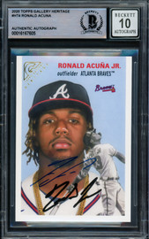 Ronald Acuna Jr. Autographed 2020 Topps Gallery Heritage Card #HT-4 Atlanta Braves Auto Grade Gem Mint 10 Beckett BAS #16167605