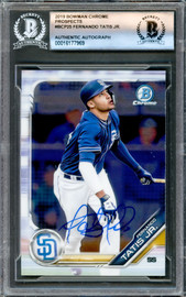 Fernando Tatis Jr. Autographed 2019 Bowman Chrome Prospects Rookie Card #BCP25 San Diego Padres Beckett BAS #16177969