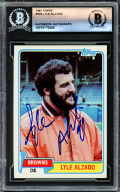 Lyle Alzado Autographed 1981 Topps Card #505 Cleveland Browns Beckett BAS #16175404