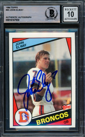 John Elway Autographed 1984 Topps Rookie Card #63 Denver Broncos Auto Grade Gem Mint 10 Beckett BAS #16167930