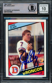 John Elway Autographed 1984 Topps Rookie Card #63 Denver Broncos Auto Grade Gem Mint 10 Beckett BAS #16167954