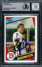 John Elway Autographed 1984 Topps Rookie Card #63 Denver Broncos Auto Grade Gem Mint 10 Beckett BAS #16167953