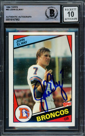 John Elway Autographed 1984 Topps Rookie Card #63 Denver Broncos Auto Grade Gem Mint 10 Beckett BAS #16167952
