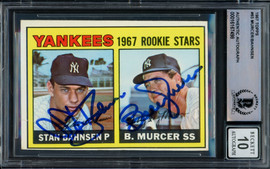 Bobby Murcer & Stan Bahnsen Autographed 1967 Topps Rookie Card #93 New York Yankees Auto Grade Gem Mint 10 Beckett BAS #16167498