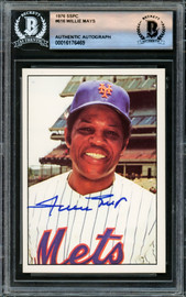 Willie Mays Autographed 1976 SSPC Card #616 New York Mets Beckett BAS #16176469