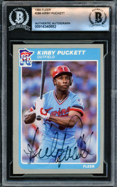 Kirby Puckett Autographed 1985 Fleer Rookie Card #286 Minnesota Twins Beckett BAS #16340852