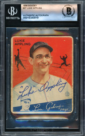 Luke Appling Autographed 1934 Goudey Rookie Card #27 Chicago White Sox Beckett BAS #16340019