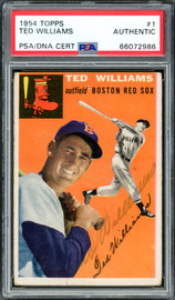 Ted Williams Autographed 1954 Topps Card #1 Boston Red Sox PSA/DNA #66072986