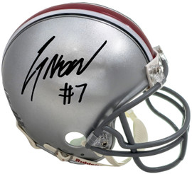 CJ C.J. Stroud Autographed Ohio State Buckeyes Silver VSR4 Mini Helmet Beckett BAS Witness Stock #222848