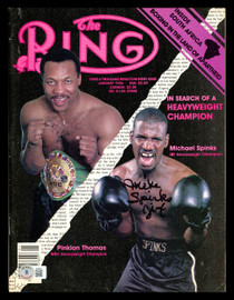 Michael Spinks "Jinx" Autographed Ring Magazine Beckett BAS QR #BK08837