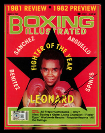 Sugar Ray Leonard Autographed Boxing Illustrated Magazine Beckett BAS QR #BK08897