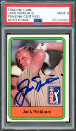 Jack Nicklaus Autographed 1981 Donruss Rookie Card #13 Auto Grade Mint 9 PSA/DNA #85075983