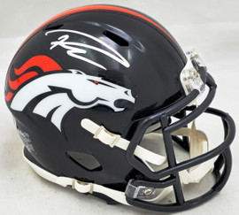 Russell Wilson Autographed Denver Broncos Dark Blue Speed Mini Helmet Fanatics Holo #B747728
