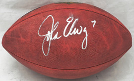 John Elway Autographed Official NFL Leather Colored Gold Shield Football Denver Broncos Beckett BAS Witness #W609022