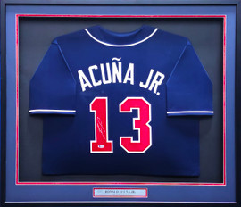 Atlanta Braves Ronald Acuna Jr. Autographed Framed Blue Jersey (Small Dent) Beckett BAS #Y10970