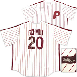 Philadelphia Phillies Mike Schmidt Autographed White Pinstripes Nike Cooperstown Collection Jersey Size XXL JSA Stock #224684