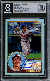 Manny Machado Autographed 2018 Topps Chrome 35th Anniversary Card #83T-9 Baltimore Orioles Beckett BAS #16545602