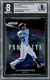 Julio Rodriguez Autographed 2021 Panini Prizm Prospects Rookie Card #P-JR Seattle Mariners Beckett BAS #16545726