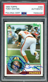 Tony Gwynn Autographed 1983 Topps Rookie Card #482 San Diego Padres PSA/DNA #79084490