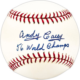 Andy Carey Autographed Official MLB Baseball New York Yankees "56 World Series" SKU #225670