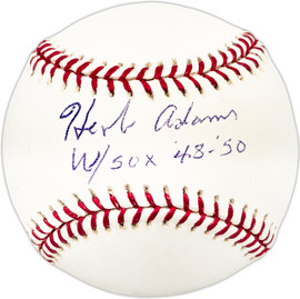 Herb Adams Autographed Official MLB Baseball Chicago White Sox "W Sox '48-'50" Beckett BAS QR #BL93598
