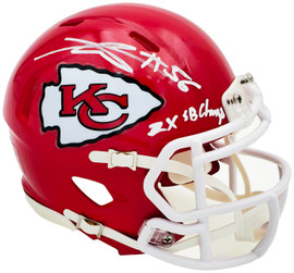 George Karlaftis Autographed Kansas City Chiefs Red Speed Mini Helmet "2x SB Champs" Beckett BAS Witness Stock #224841