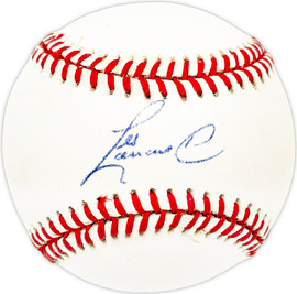 Les Lancaster Autographed Official NL Baseball Chicago Cubs SKU #226183