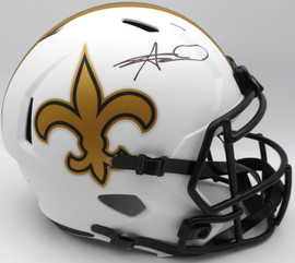 Alvin Kamara Autographed Lunar Eclipse White Full Size Replica Helmet New Orleans Saints Beckett BAS QR #1W403071