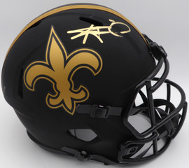 Alvin Kamara Autographed Eclipse Black Full Size Replica Helmet New Orleans Saints Beckett BAS QR #1W403514