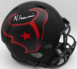 Nico Collins Autographed Eclipse Black Full Size Replica Helmet Houston Texans (Scratches) Beckett BAS QR #1W433071