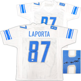 Detroit Lions Sam LaPorta Autographed White Jersey Beckett BAS Witness Stock #225900