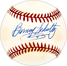 Barney Schultz Autographed Official NL Baseball St. Louis Cardinals, Chicago Cubs Beckett BAS QR #BM25232