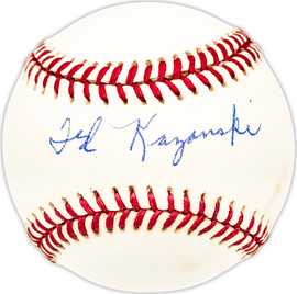 Ted Kazanski Autographed Official NL Baseball Philadelphia Phillies Beckett BAS QR #BM25277