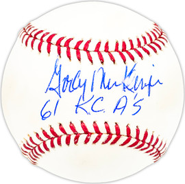 Gordy MacKenzie Autographed Official MLB Baseball KC A's "61 KC A's" Beckett BAS QR #BM25700