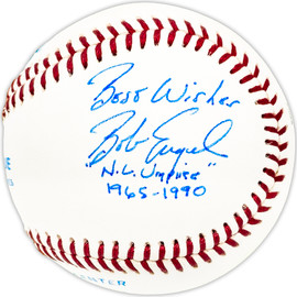 Bob Engel Autographed Official California League Baseball Umpire "NL Umpire 1965-90" Beckett BAS QR #BM25134