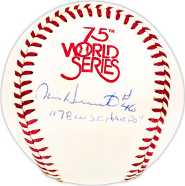 Mike Heath Autographed Official 1978 World Series Logo MLB Baseball New York Yankees "#46 78 WS Champs" Beckett BAS QR #BM25619