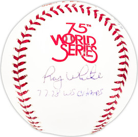 Roy White Autographed Official 1978 World Series Logo MLB Baseball New York Yankees "77-78 WS Champs" Beckett BAS QR #BM25594