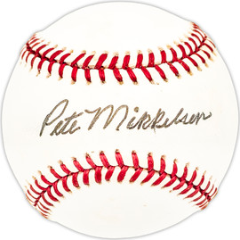 Pete Mikkelsen Autographed Official NL Baseball Pittsburgh Pirates, Chicago Cubs Beckett BAS QR #BM25795