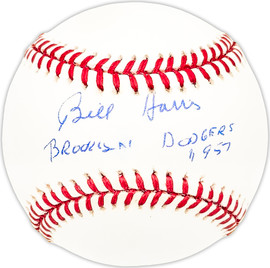 Bill Harris Autographed Official NL Baseball Brooklyn Dodgers "1957" Beckett BAS QR #BM25800