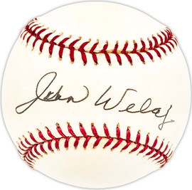 John Johnny Welaj Autographed Official NL Baseball Senators, A's Beckett BAS QR #BM25563