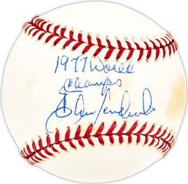 Elrod Ellie Hendricks Autographed Official MLB Baseball New York Yankees "1977 World Champs" Beckett BAS QR #BM25545