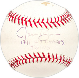 Jarvis Brown Autographed Official MLB Baseball Minnesota Twins "1991 WS Champs Twins" SKU #227523