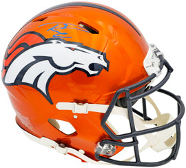 Russell Wilson Autographed Denver Broncos Flash Orange Full Size Authentic Speed Helmet Fanatics Holo Stock #227928