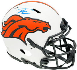 Russell Wilson Autographed Denver Broncos Lunar Eclipse White Full Size Authentic Speed Helmet Fanatics Holo Stock #227937